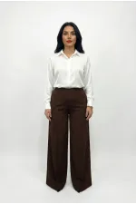 Women's Brown Plus Size Shaping Palazzo Pants HZL26S-ZSS120211 Women's Brown Plus Size Shaping Palazzo Pants HZL26S-ZSS120211