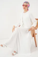 Ensemble deux pièces jupe kimono Ayrobin pour femme 8047 - Blanc