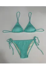 Ensemble bikini triangle dos nu vert aqua pour femme HZL25S-LC5005