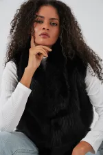 Gilet en fourrure pour femme 6804 - Noir