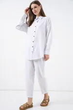 Ensemble deux pièces en lin 6622 - Blanc