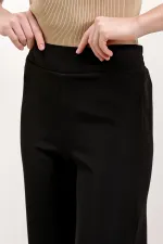 6633 High Waist Wide Leg Trousers - Black