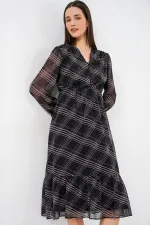 Robe en mousseline à motifs 2137 - Noir1