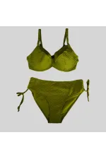 Kadın Haki Desenli Büyük Beden Astarlı Bikini Takım HZL25S-LC4004