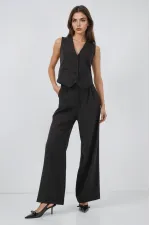 Kadın Siyah Yelek Pantolon Takım HZL25S-BD167091