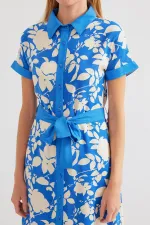 Robe-chemise à motifs 2455 - Bleue