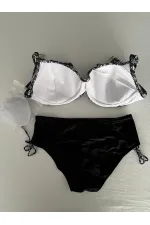 Kadın Siyah Taş İşlemeli Toka Aksesuarlı Bikini Takım HZL25S-LC3311