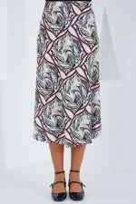 Jupe en satin à motifs noirs et rouges pour femme 15806