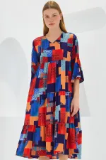 Robe courte en viscose à motif saphir rouge pour femme, manches courtes, 1959