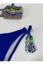 Ensemble bikini triangle bleu à doublure multicolore pour fille, 4-12 ans, HZL24S-LC1904