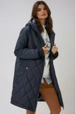 Kadın Lacivert Kapitone Uzun Şişme Mont HZL22W-BD151381