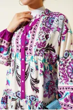 Robe hijab en viscose crème prune pour femme 2423