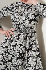 Robe hijab à col mandarin 2144 - Noire