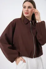 Women's Oversize Zip-Up Jacket 0735 - Brown