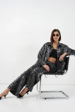 Ensemble deux pièces imprimé léopard 6699 - Noir