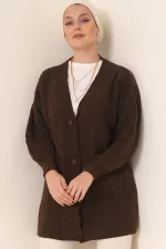 15768 Modest Knit Cardigan - Brown