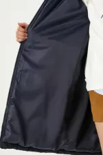 Kadın Lacivert Kapitone Uzun Şişme Mont HZL22W-BD151381