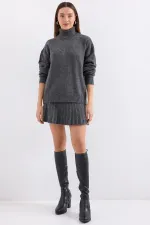 15891 Sweater Skirt and Knitwear Two-Piece Set - Anthracite