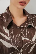 Ensemble deux pièces long jacquard pour femme 30089 - Marron