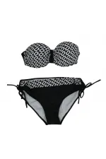 Kadın Siyah Zincir Desenli Astarlı Bikini Takım HZL24S-LC206