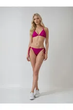 Kadın Koyu Pembe Boyundan İp Bağlamalı Üçgen Bikini Takımı HZL25S-LC5005