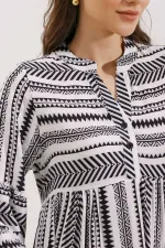 1975 ETNİK DESEN ELBİSE - Siyah