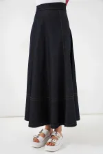 Kadın Lacivert Yüksel Bel Uzun Jean Etek HZL26W-BD180661