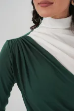 940 Gathered Detail Sandy Blouse - Emerald Green