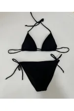 Ensemble bikini triangle noir dos nu pour femme HZL25S-LC5005