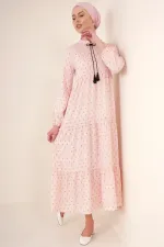 Robe hijab à col noué 1627 - Rose poudré