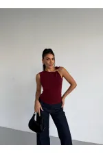Kadın Bordo Gold Tokalı Omuz Detaylı Sandy Bluz HZL26W-FRY123761