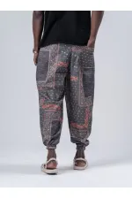 Erkek Zümrüt Bahem Desen Beli ve Paçası Lastikli Bol Kesim Jogger Eşofman Altı HZL24S-MXC8989-193