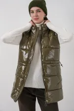 Kadın Parlak Şişme Yelek 5218 - Haki