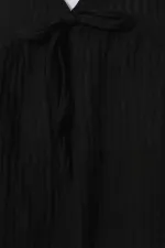 Women's Front Lace-Up Long-Sleeve Blouse 946 - Black