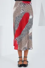 Jupe en satin à motifs rouges et noirs pour femme 15806