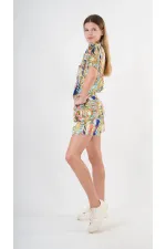 Ensemble haut et bas à motifs bleu marine pour femme HZL24S-YY226