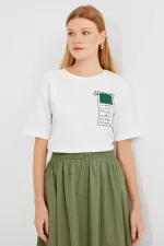 911 Printed Knitted Basic T-Shirt - Green