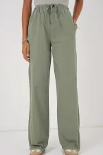 6690 Women's Wide Leg High Waist Trousers - Light Green