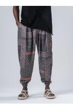 Erkek Zümrüt Bahem Desen Beli ve Paçası Lastikli Bol Kesim Jogger Eşofman Altı HZL24S-MXC8989-193