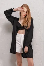 Women's Black Ruffle Sleeve Elastic Loose Kimono HZL23S-BD158821