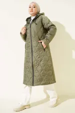 Manteau long matelassé à capuche 5177 - Kaki