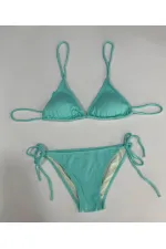 Ensemble bikini triangle dos nu vert aqua pour femme HZL25S-LC5005