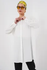 Women's Long Shirt Tunic 5945 - White