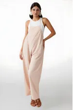 Kadın Krem Ayarlanabilir Askılı Cepli Bol Paça Bahçıvan Tulum HZL22S-BD170191