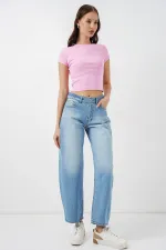 Women's High-Waisted Jeans 30081 - Light Blue