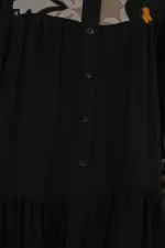 Robe hijab à motifs authentiques 2423 - Noir 6