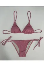 Ensemble bikini triangle à nouer rose poudré pour femme HZL25S-LC5005