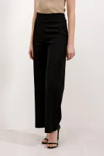 6633 High Waist Wide Leg Trousers - Black