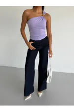 Kadın Lila Tek Omuz Gold Metal Detaylı Sandy Bluz HZL26S-FRY123821