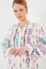 Robe hijab à motifs authentiques 2423 - Rose B